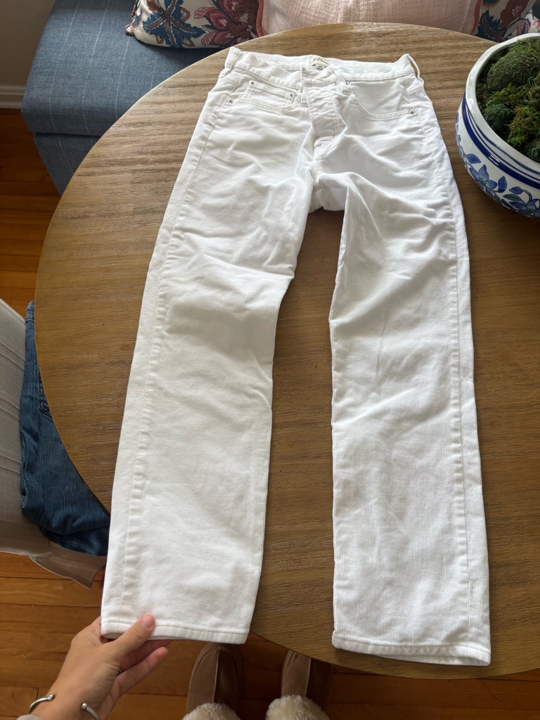 J Crew Vintage Slim Straight-Leg Corduroy Pants Size 28 White